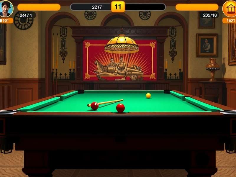 Cue Sniper Elite gameplay screenshot showing realistic pool table